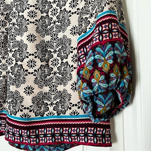 BeachLunchLounge Bobo print tunic top 3/4 sleeve blouse. Size S - Picture 2 of 4